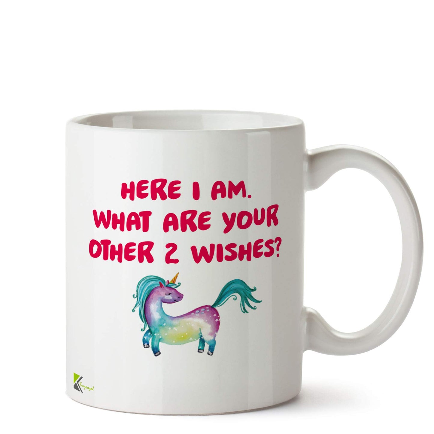 Kruzroyal DZ563 Here i am,What are Your Other 2 Wishes? Funny Novelty Great Gift Idea Coffee Tea Ceramic Mug