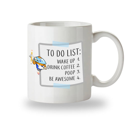 Kruzroyal to Do List Funny Mug Wake Up, Drink Coffee, Poop, Be Amazing Coffee Mug Funny Motivational Quote Awesome Gag Gift Work Colleagues Birthday