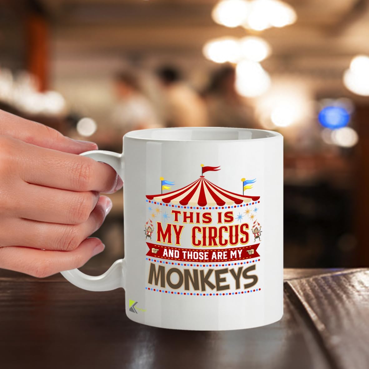 Funny Mug This is My Circus My Monkeys - 11oz Ceramic Coffee Tea Cup Gift for Mum Boss Teacher Manager - Dishwasher Microwave Safe Novelty Present
