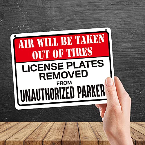 Kruzroyal MP358 AIR WILL BE TAKEN OUT OF TIRES,License plates remove from unauthorized parkers. Funny Novelty Retro Vintage Metal Wall Sign Plaque 20cm x 15cm
