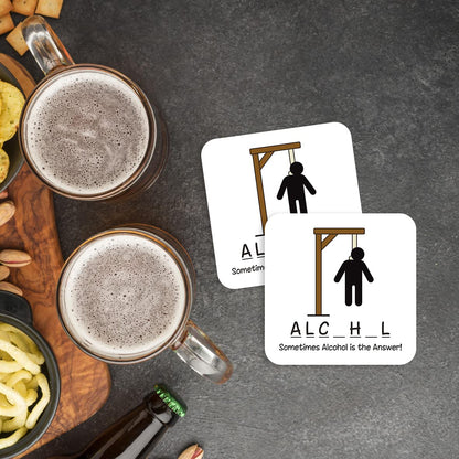 CS593 Sometimes Alcohol is The Answer! Novelty Funny Coffee Tea Drink Gift Glossy MDF Wooden Coaster