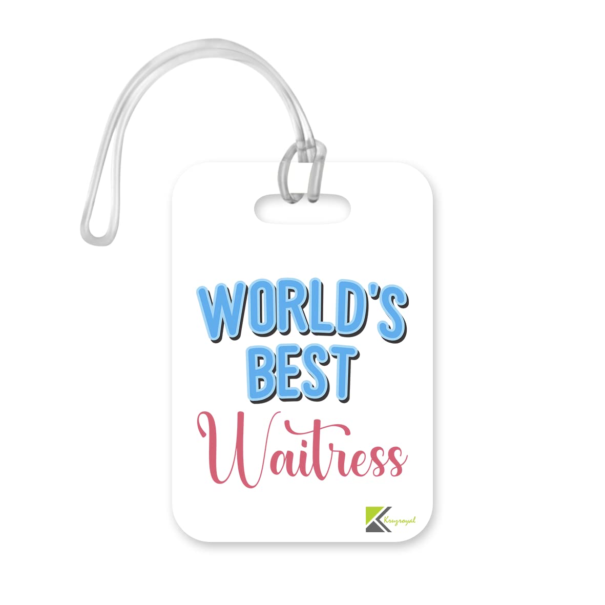 LT441 World's Best Waitress Novelty Funny Unique Designer Gift, Suitcase, Glossy Plastic Luggage Tag for Waitress