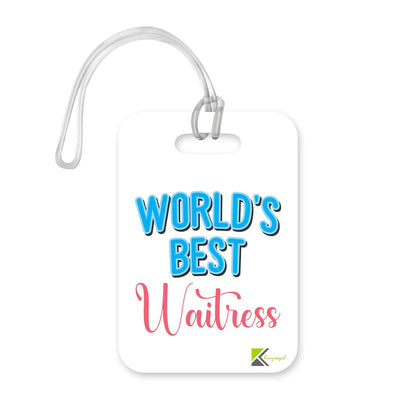 LT441 World's Best Waitress Novelty Funny Unique Designer Gift, Suitcase, Glossy Plastic Luggage Tag for Waitress