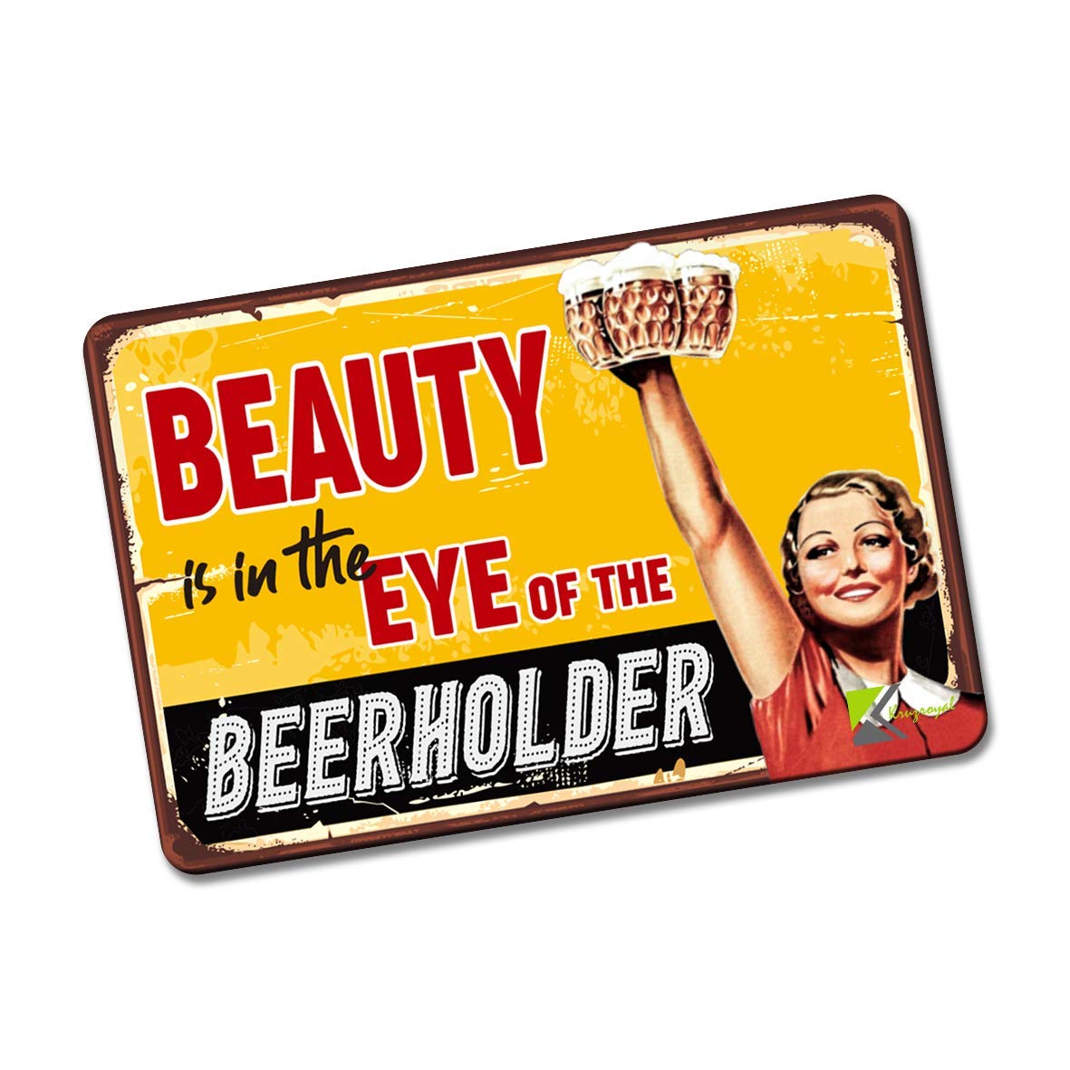 Kruzroyal FM181 Beauty is in the eye of the beerholder Novelty Funny Gift Idea Glossy Rectangle Metal Fridge Magnet
