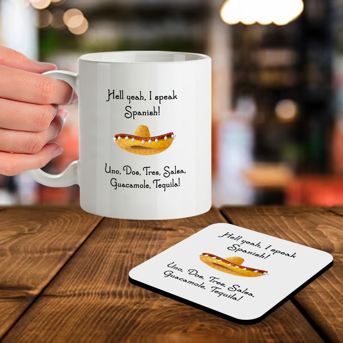Kruzroyal SM064 Hell Yeah, i Speak Spanish! uno,dos,tres,Salsa,Guacamole,Tequila! - 11oz Mug & Matching Coaster Set