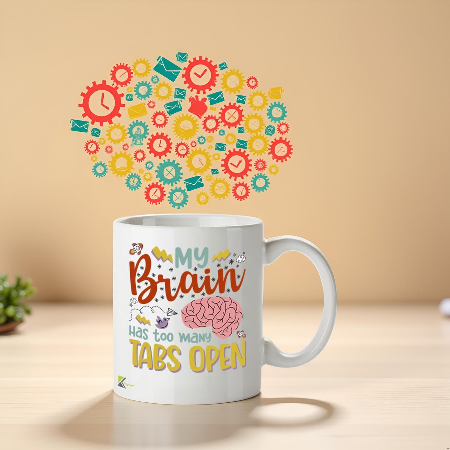 Funny Mug My Brain Has Too Many Tabs Open - 11oz Ceramic Coffee Tea Cup Gift for Office Coworkers Friends - Dishwasher Microwave Safe Novelty Present for Men Women