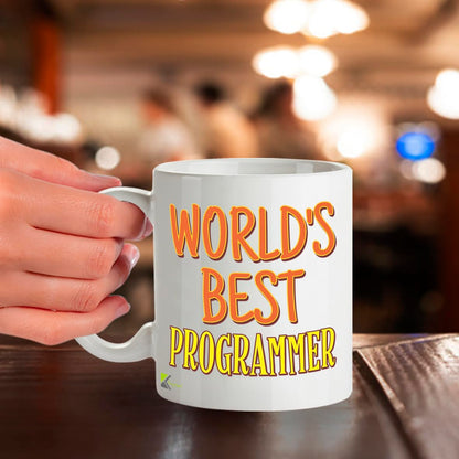 Kruzroyal DZ887 World’s Best Programmer Mug 11oz – Funny Coffee Cup Gift for Software Developer, Coder, Engineer – White Ceramic Cup for Work Desk – Birthday, Thank You, Techie Present