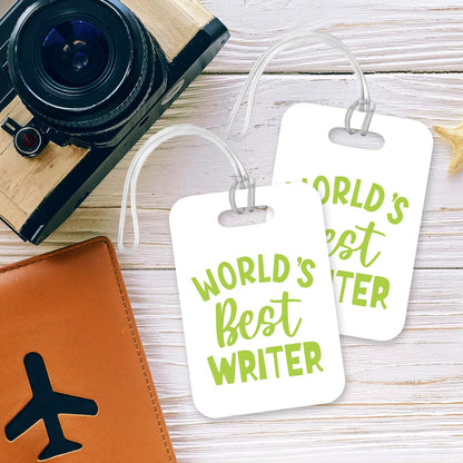 LT421 World's Best Writer Novelty Funny Unique Designer Gift, Suitcase, Glossy Plastic Luggage Tag for Writer