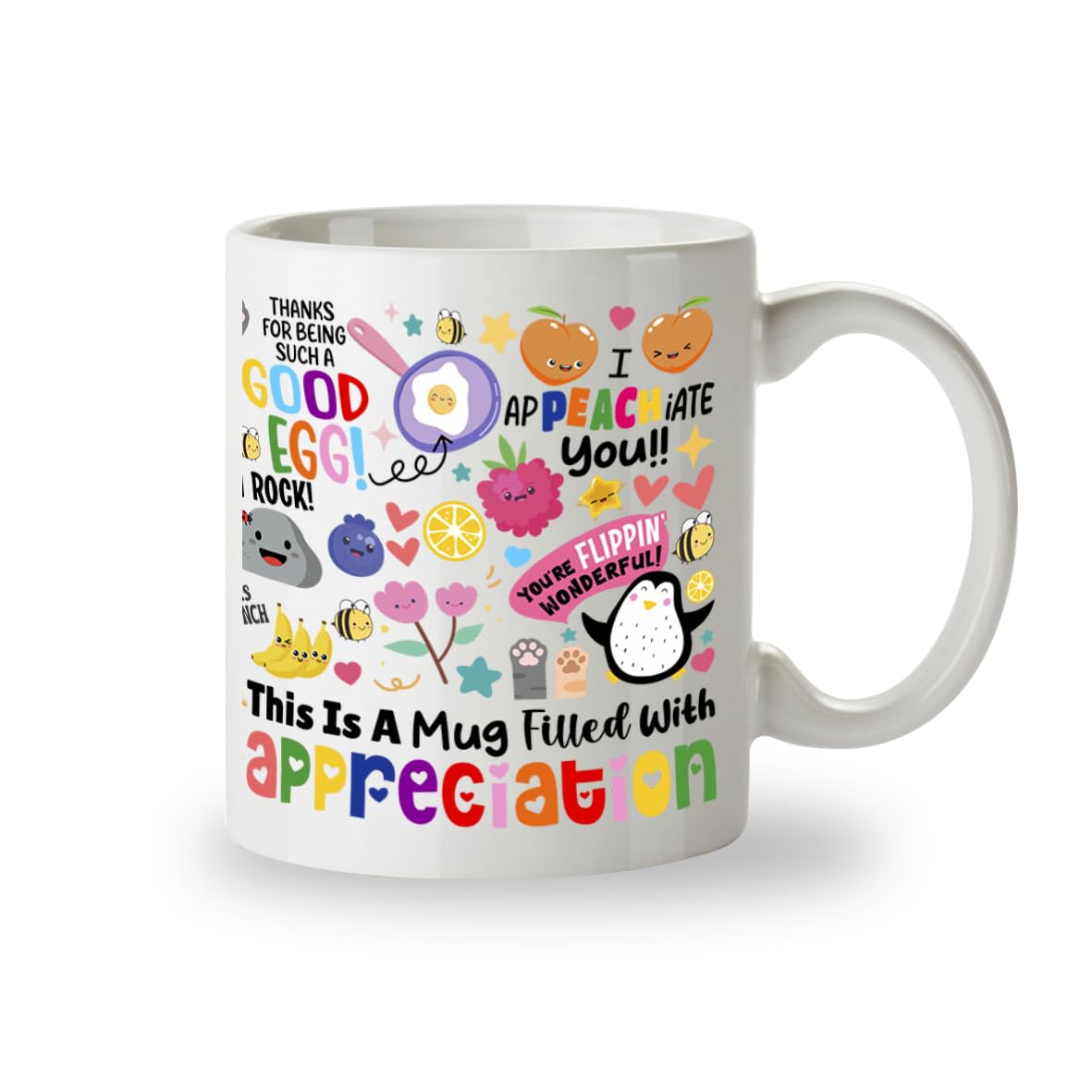 Kruzroyal Appreciation Mug 11oz | Funny Thank You Gift for Colleague, Teacher, Friends, Boss | Inspirational Ceramic Coffee Cup with Food Puns | Dishwasher & Microwave Safe