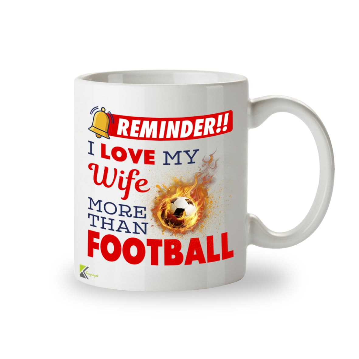 Kruzroyal I Love My Wife More Than Football Funny Mug - 11oz Ceramic Cup for Husband, Men - Anniversary, Valentines Day, Birthday Gift from Wife