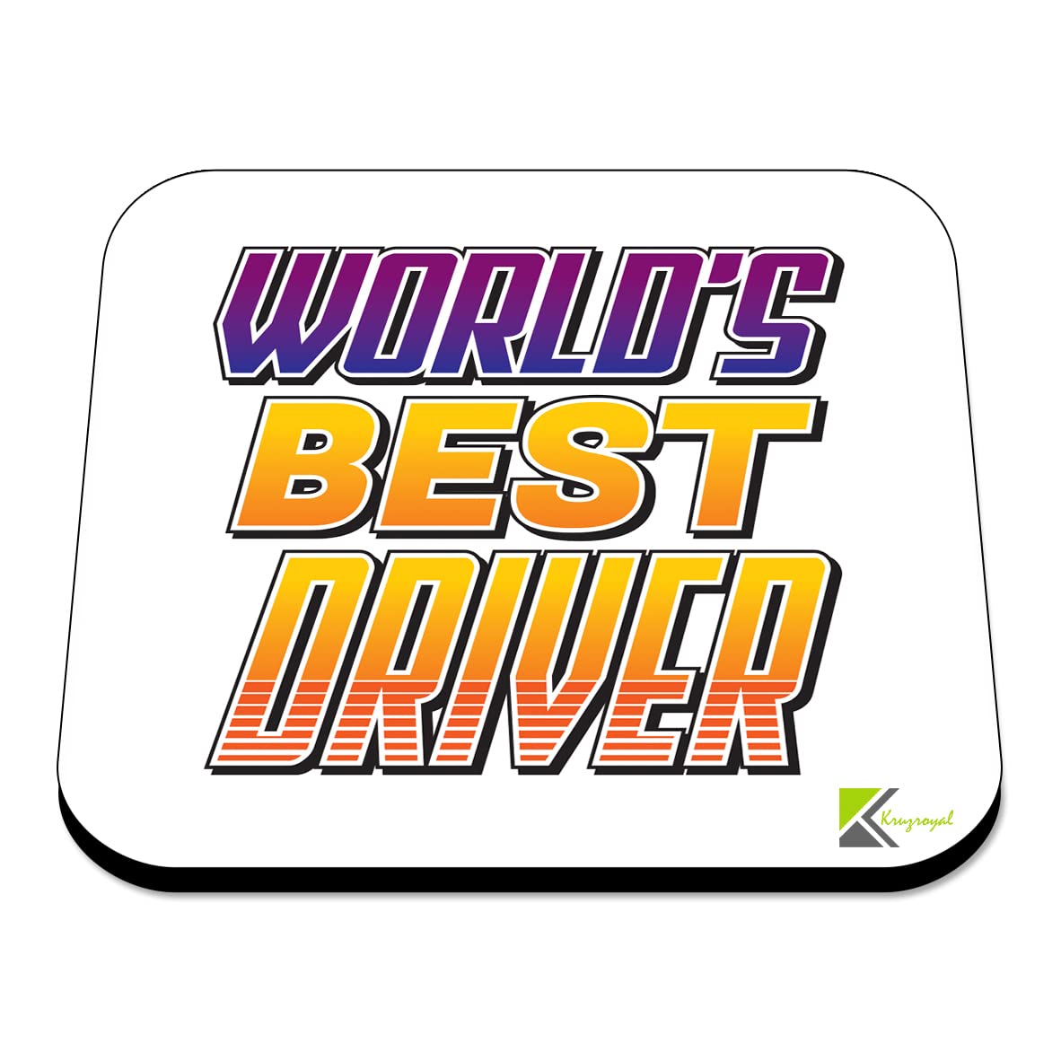 WB009 World's Best Driver MDF Wooden Coaster by Kruzroyal | Gift for Driver| Unique Novelty Present | 9cm x 9cm | Coffee Tea MDF Wooden Coaster