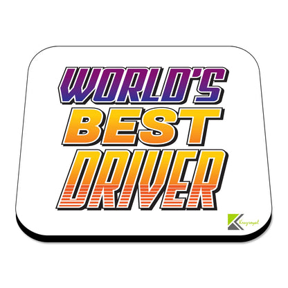 WB009 World's Best Driver MDF Wooden Coaster by Kruzroyal | Gift for Driver| Unique Novelty Present | 9cm x 9cm | Coffee Tea MDF Wooden Coaster