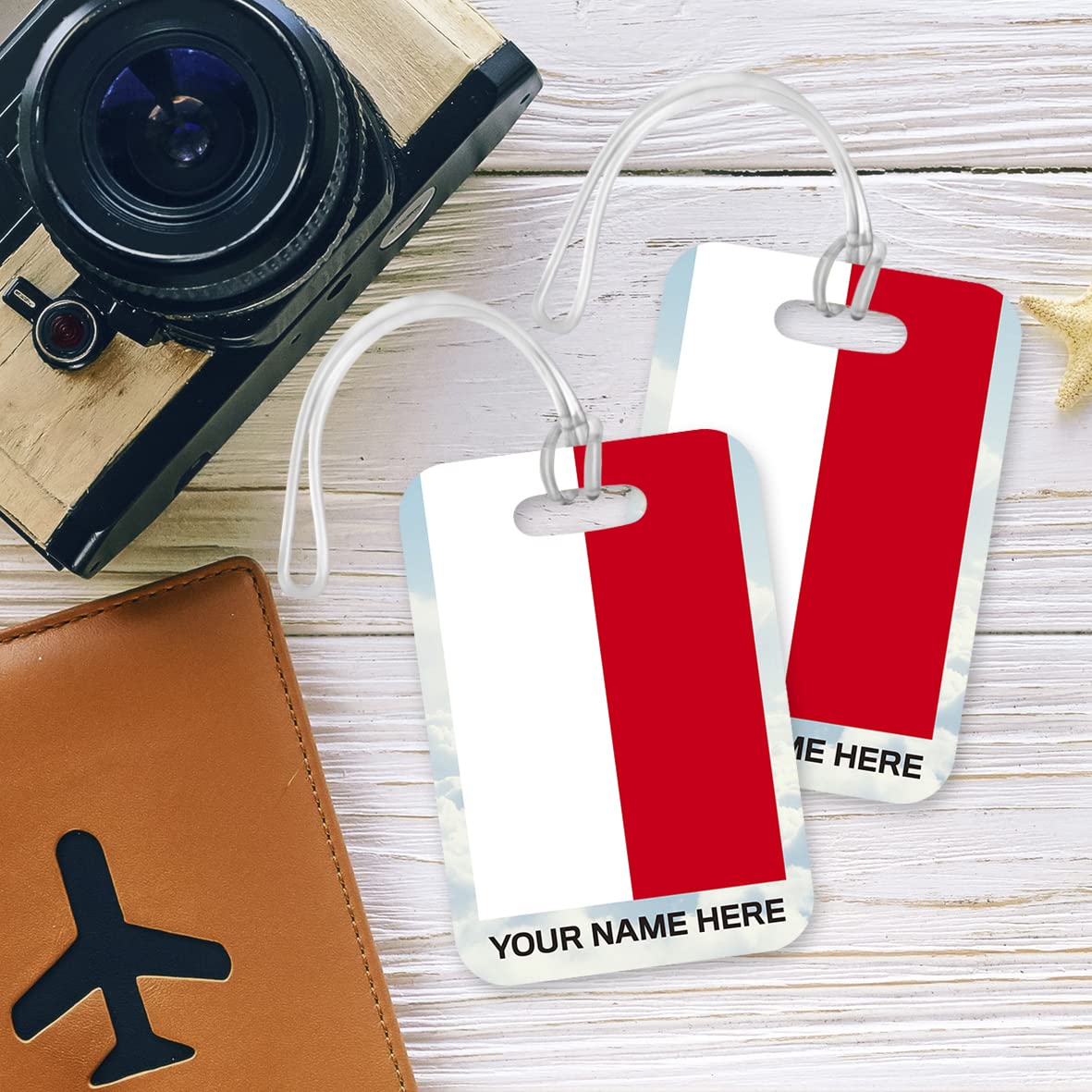 PLT269 Personalised Name with Poland Flag Novelty Funny Unique Designer Gift Glossy Plastic Suitcase Luggage Tag