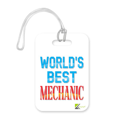 LT484 World's Best Mechanic Novelty Funny Unique Designer Gift, Suitcase, Glossy Plastic Luggage Tag for Mechanic