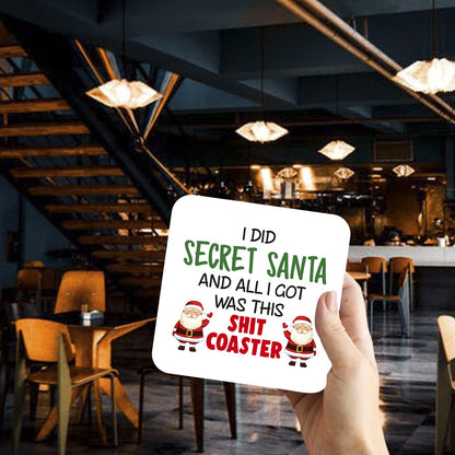 Secret Santa Gifts for Colleagues - Funny Office Coaster Gift for Work Friends & Coworkers | Wooden Novelty Christmas Gag Gift & Stocking Filler UK