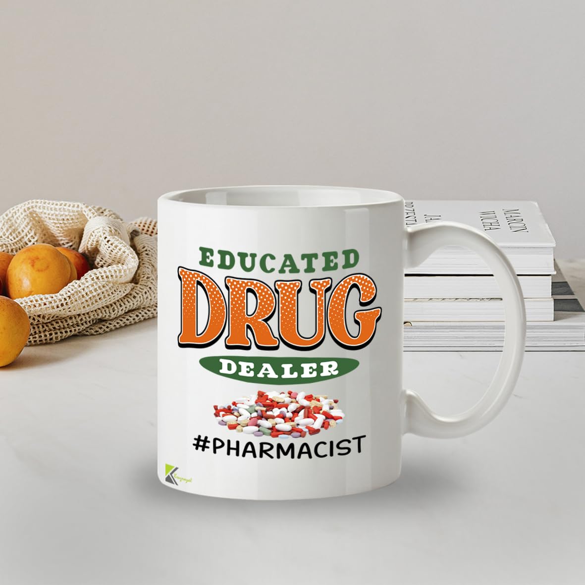 Kruzroyal Pharmacist Mug Funny Gift - 11oz/325ml Educated Drug Dealer Ceramic Coffee Cup for Pharmacy Tech, Student, PharmD - Graduation Present