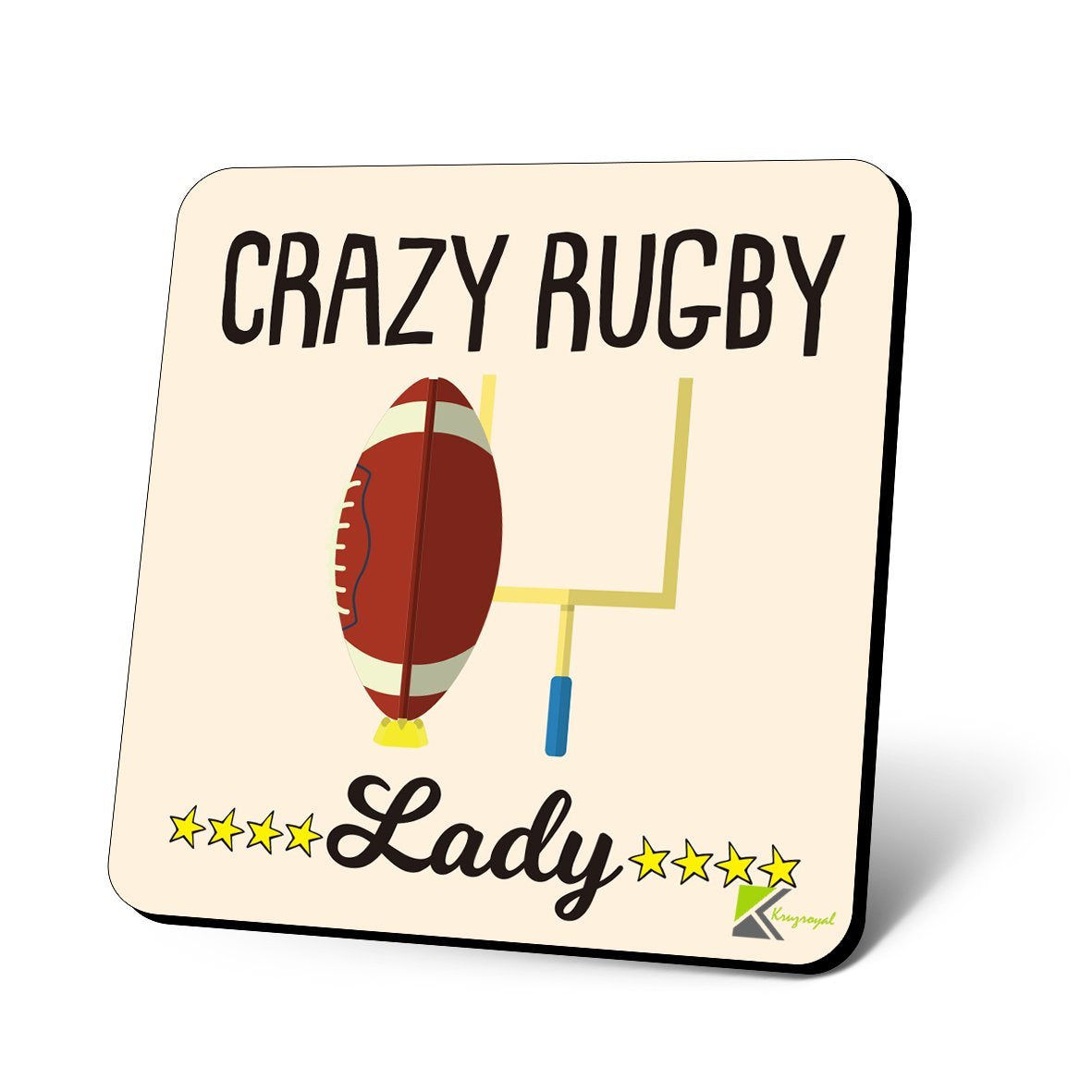 CS1090 Crazy Rugby Lady Novelty Funny Coffee Tea Drink Christmas Gift Glossy MDF Wooden Coaster