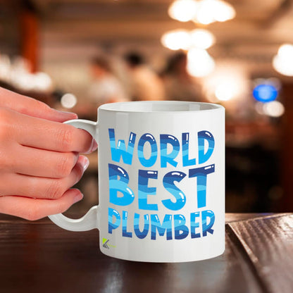 Kruzroyal DZ805 World's Best Plumber Coffee Mug 11oz - Funny Gifts for Plumbers Men Dad - Plumbing Handyman Novelty Cup for Birthday Christmas Fathers Day | 11OZ
