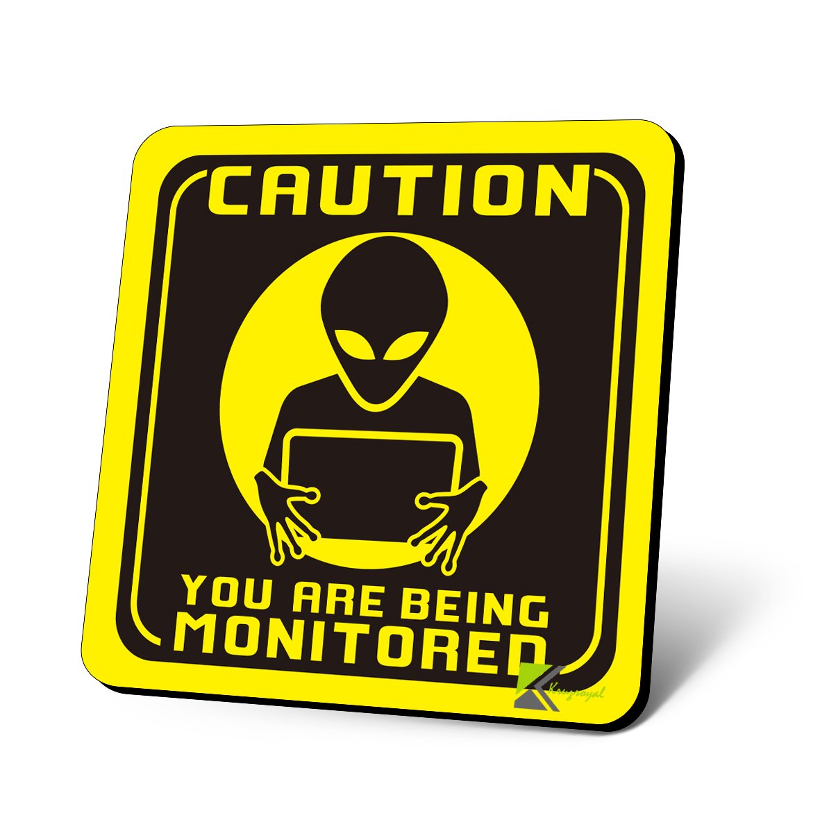 CS696 Caution : You are Being Monitored Novelty Funny Coffee Tea Drink Gift Glossy MDF Wooden Coaster