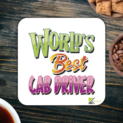 WB010 World's Best Car Driver MDF Wooden Coaster by Kruzroyal | Gift for Car Driver| Unique Novelty Present | 9cm x 9cm | Coffee Tea MDF Wooden Coaster