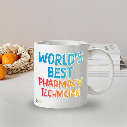 Kruzroyal DZ875 World's Best Pharmacy Technician Mug 11oz - White Ceramic Cup for Dispenser, Chemist Staff - Thank You, Leaving, Birthday Present