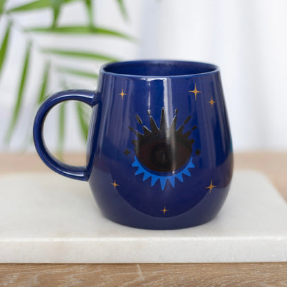 Something Different Wholesale Enchanting All Seeing Eye Colour Changing Mug - Evil Eye Talisman, Blue & Gold Design, Good Luck & Protection Tea/Coffee Cup