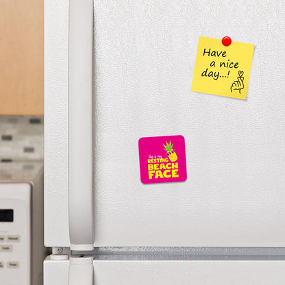 FM045 This is my resting beach face Novelty Funny Idea Glossy Metal Square Fridge Magnet