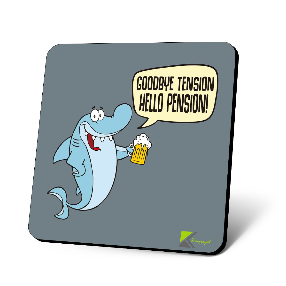 CS685 Goodbye Tension Hello Pension! Novelty Funny Coffee Tea Drink Gift Glossy MDF Wooden Coaster