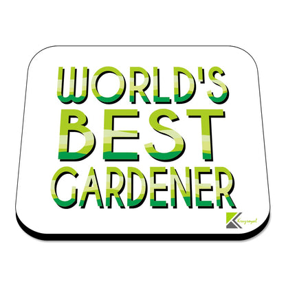 WB076 World's Best Gardener MDF Wooden Coaster by Kruzroyal | Gift for Gardener | Unique Novelty Present | 9cm x 9cm | Coffee Tea MDF Wooden Coaster