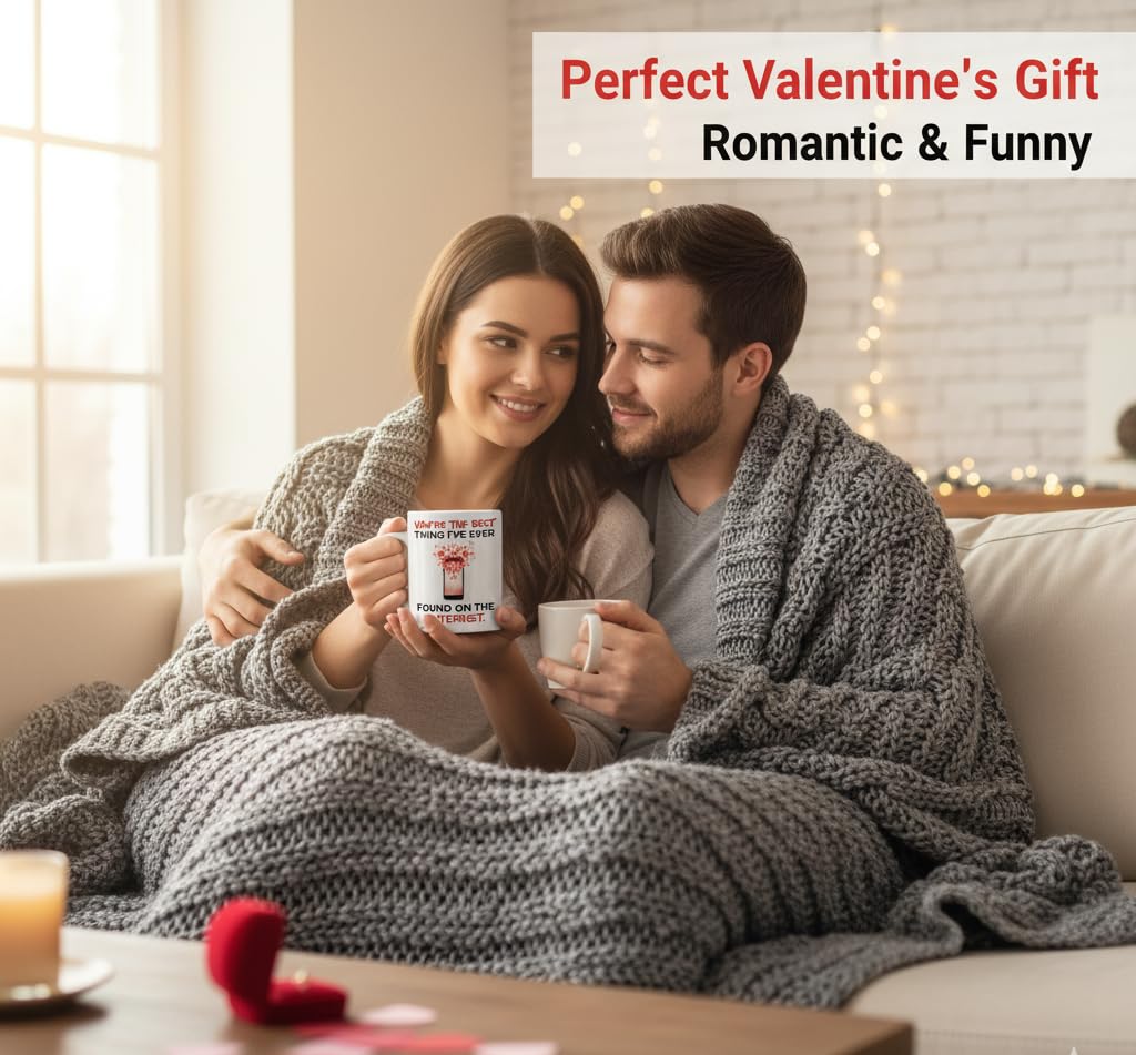 Kruzroyal Funny Anniversary Mug - You’re The Best Thing I’ve Ever Found on The Internet - Novelty Gift for Boyfriend, Girlfriend, Husband, Wife - Internet Dating Birthday Present - 11oz Ceramic Cup