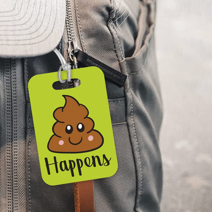 LT044 Shit Happens Novelty Funny Unique Designer Gift Glossy Plastic Suitcase Luggage Tag