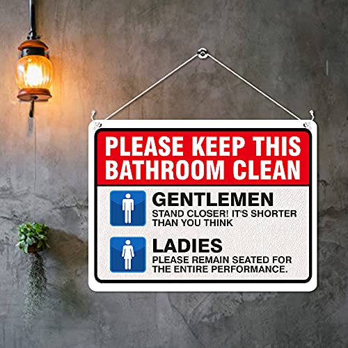 Kruzroyal MP405 Please keep this bathroom clean/Gentlemen/Ladies/Funny Toilet Sign Funny Novelty Retro Vintage Metal Wall Sign Plaque 20cm x 15cm