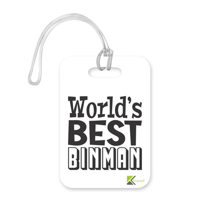 LT431 World's Best Binman Novelty Funny Unique Designer Gift, Suitcase, Glossy Plastic Luggage Tag for Binman