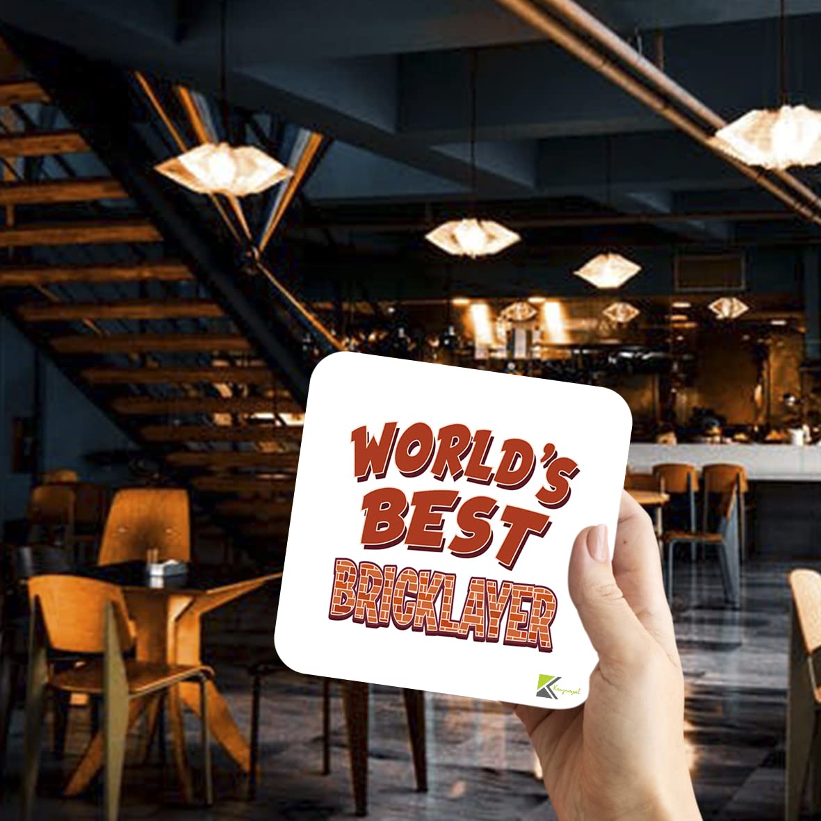 WB043 Funny Bricklayer Coaster – 'World's Best Bricklayer' – Gifts for Dad, Him, Colleagues – Novelty Wooden Drink Mat – Fathers Day, Birthday & Builder Present