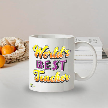 Kruzroyal DZ833 World's Best Teacher Mug 11oz - White Ceramic Cup for Teaching Assistant, Tutor - End of Year, Thank You Present for Him or Her