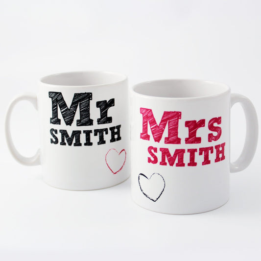 Personalised MR & MRS MUG SET