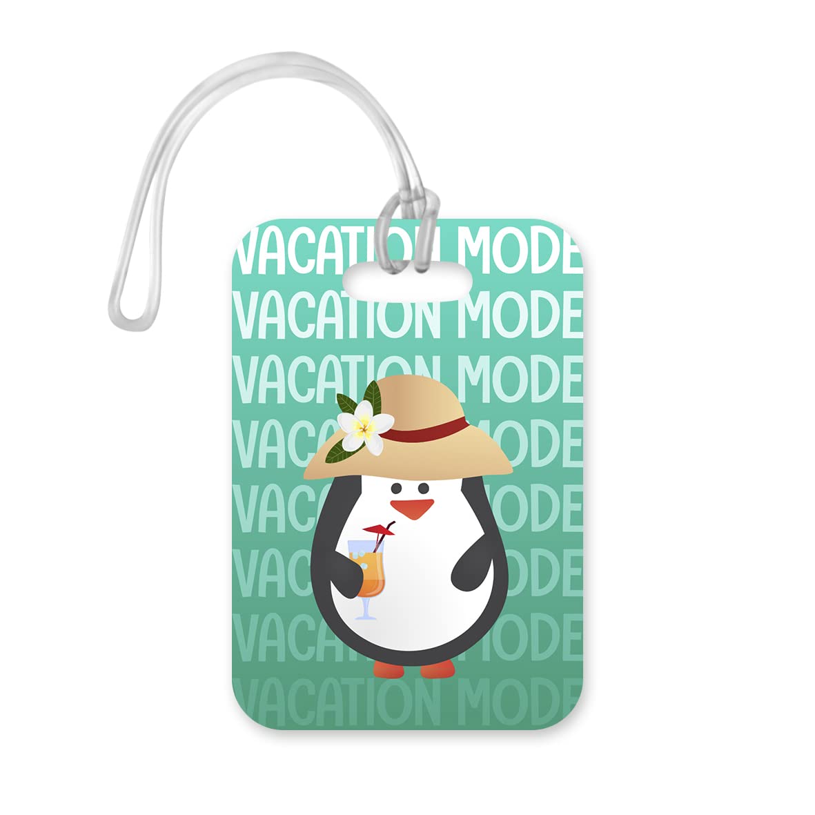 LT131 Vacation Mode - Penguin Lover Novelty Funny Unique Designer Gift Glossy Plastic Suitcase Luggage Tag