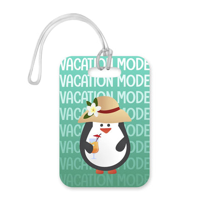 LT131 Vacation Mode - Penguin Lover Novelty Funny Unique Designer Gift Glossy Plastic Suitcase Luggage Tag