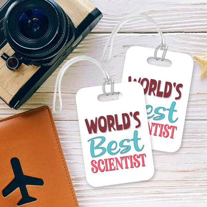 LT456 World's Best Scientist Novelty Funny Unique Designer Gift, Suitcase, Glossy Plastic Luggage Tag for Scientist