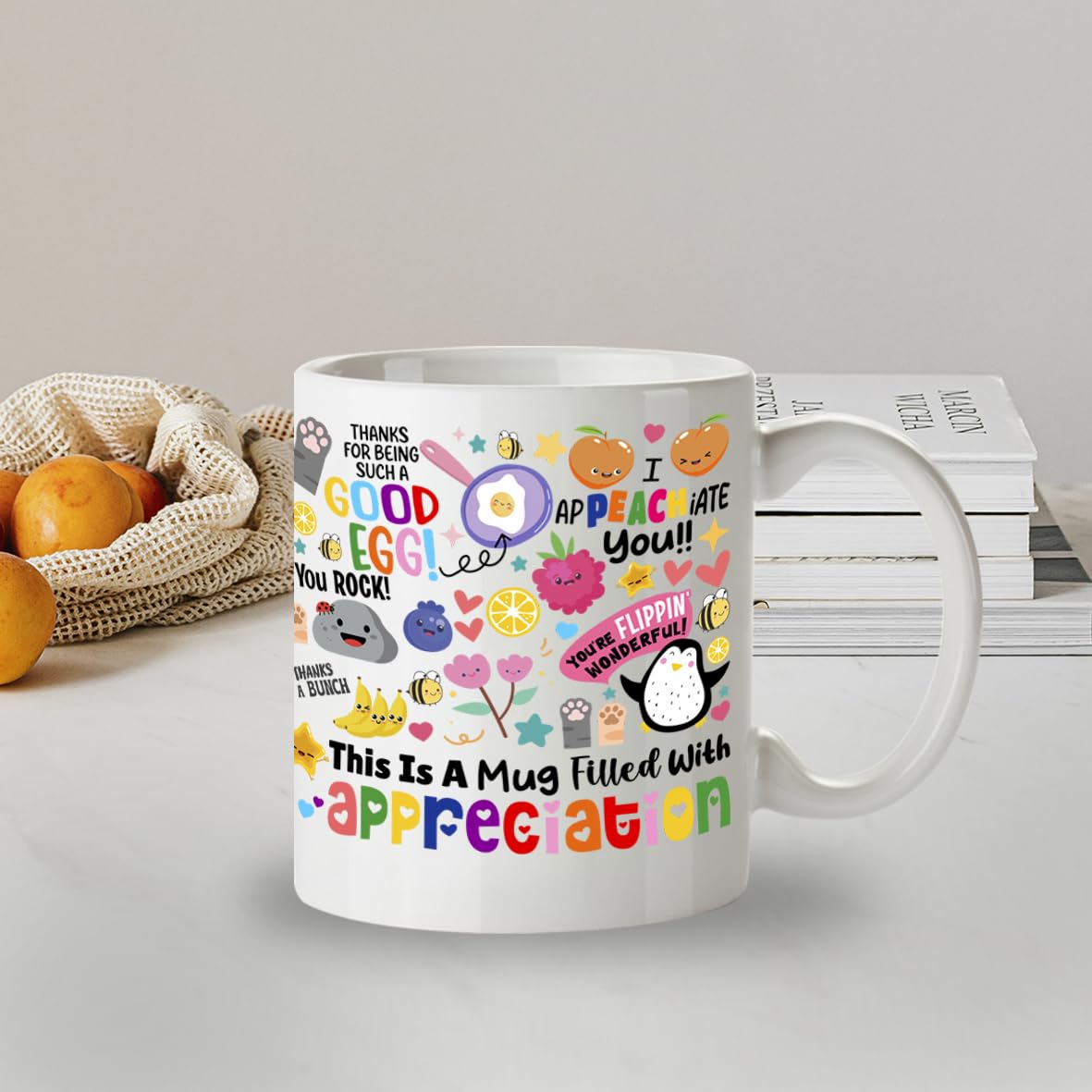 Kruzroyal Appreciation Mug 11oz | Funny Thank You Gift for Colleague, Teacher, Friends, Boss | Inspirational Ceramic Coffee Cup with Food Puns | Dishwasher & Microwave Safe