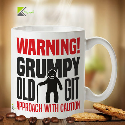 Kruzroyal DZ367 Warning! Grumpy Old git, Approach with Caution Funny Novelty Great Gift Idea Coffee Tea Mug