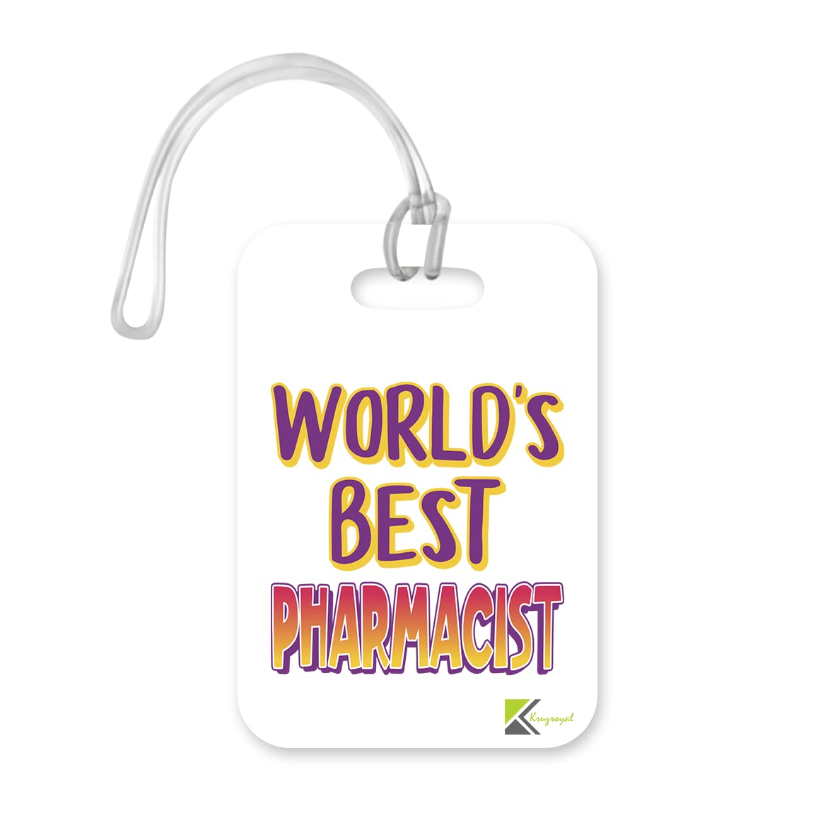 LT458 World's Best Pharmacist Novelty Funny Unique Designer Gift, Suitcase, Glossy Plastic Luggage Tag for Pharmacist