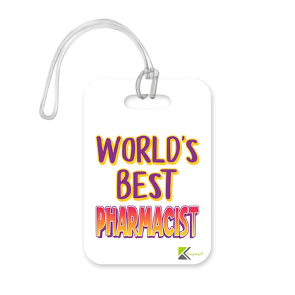 LT458 World's Best Pharmacist Novelty Funny Unique Designer Gift, Suitcase, Glossy Plastic Luggage Tag for Pharmacist