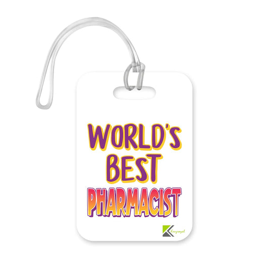 LT458 World's Best Pharmacist Novelty Funny Unique Designer Gift, Suitcase, Glossy Plastic Luggage Tag for Pharmacist