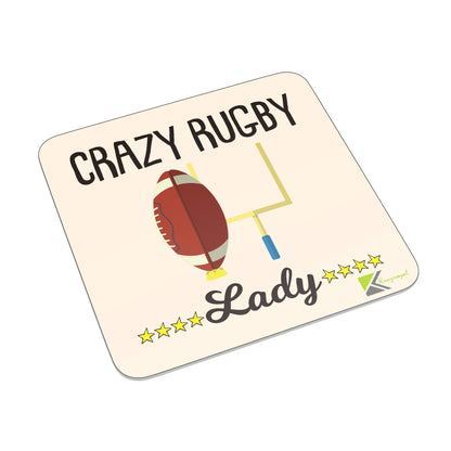 FM090 Crazy Rugby Lady Novelty Funny Idea Glossy Metal Square Fridge Magnet