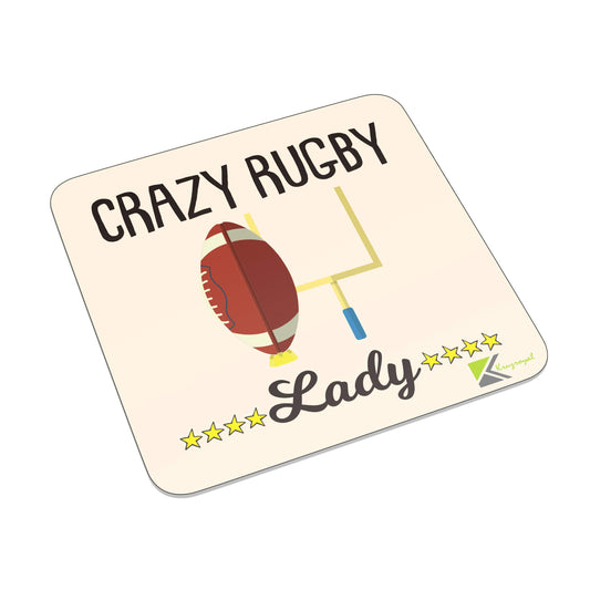 FM090 Crazy Rugby Lady Novelty Funny Idea Glossy Metal Square Fridge Magnet