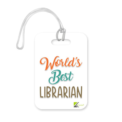 LT454 World's Best Librarian Novelty Funny Unique Designer Gift, Suitcase, Glossy Plastic Luggage Tag for Librarian