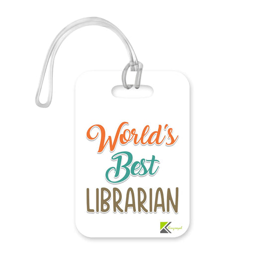 LT454 World's Best Librarian Novelty Funny Unique Designer Gift, Suitcase, Glossy Plastic Luggage Tag for Librarian