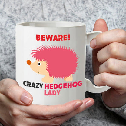 Kruzroyal Crazy Hedgehog Lady Mug Funny Novelty Great Gift Idea Coffee Tea Cup, Gift for Women, Animal Lover