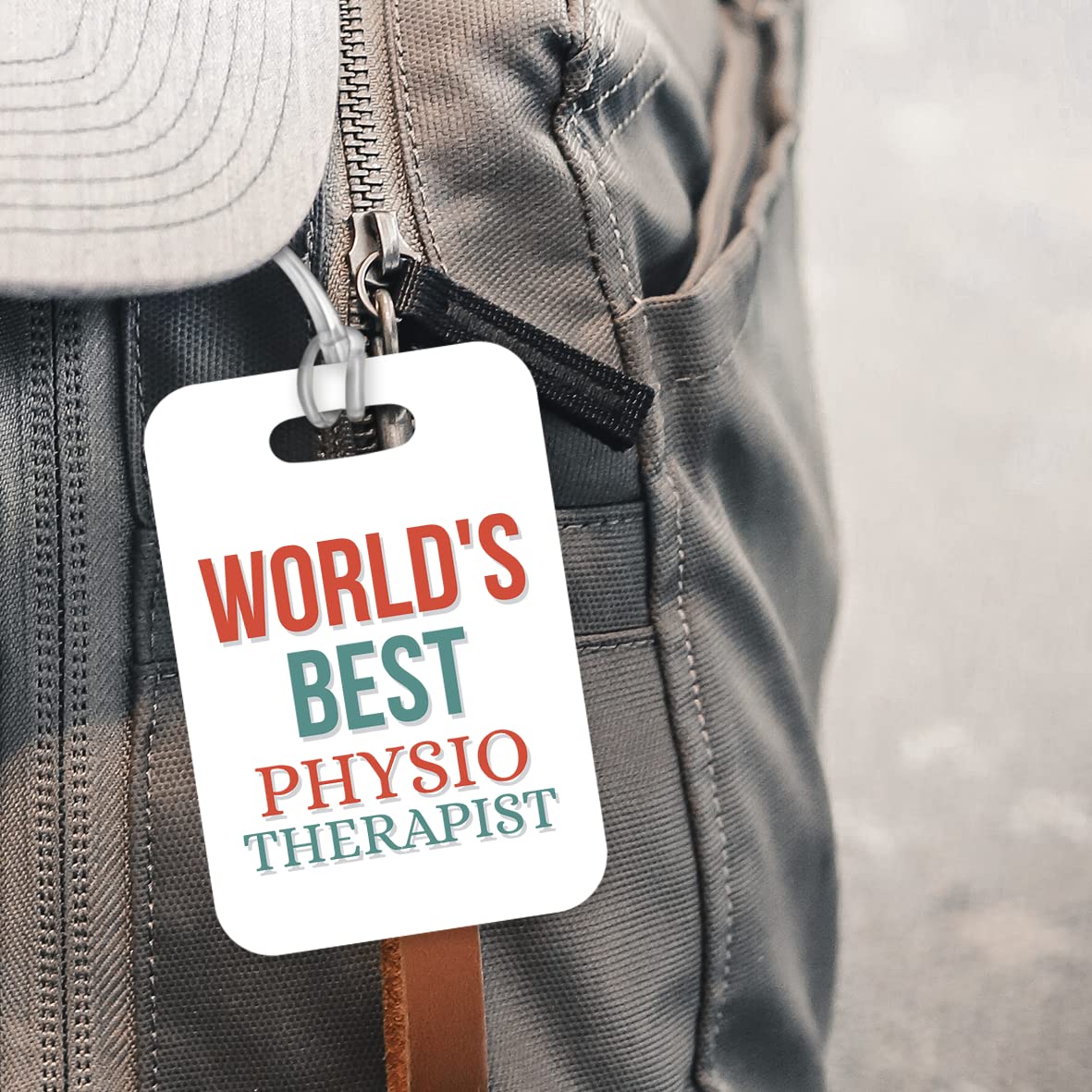 LT471 World's Best Physiotherapist Novelty Funny Unique Designer Gift, Suitcase, Glossy Plastic Luggage Tag for Physiotherapist